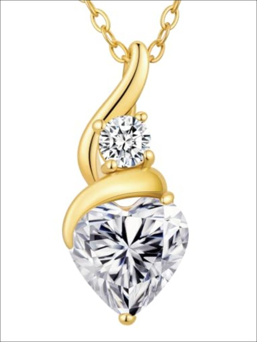 Heart Moissanite Pendant Necklace 14K Gold Plated Women Gift